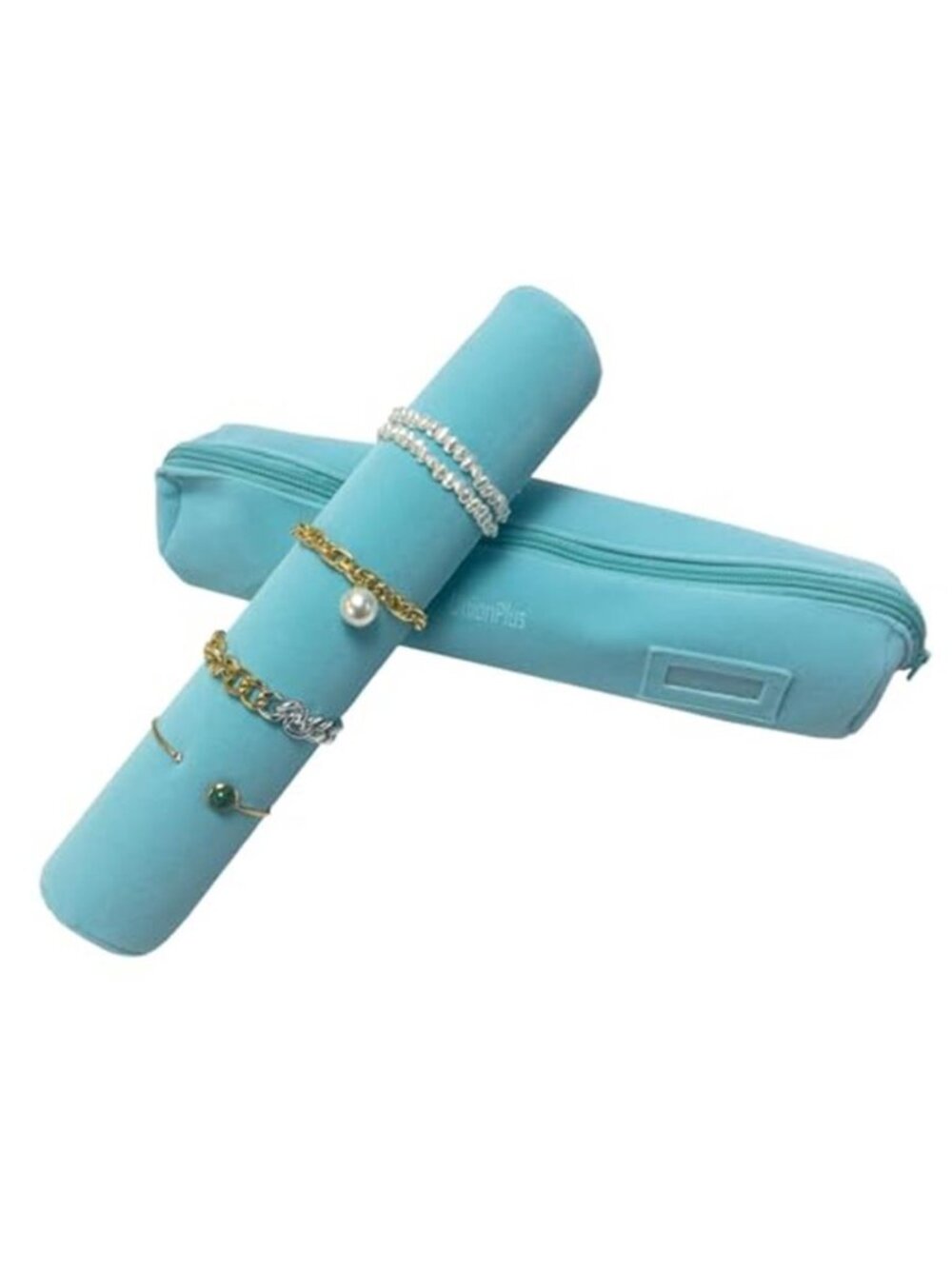 Womens Blue Velvet Jewelry Roll Travel Organizer Watch Bracelet Bangle Storage